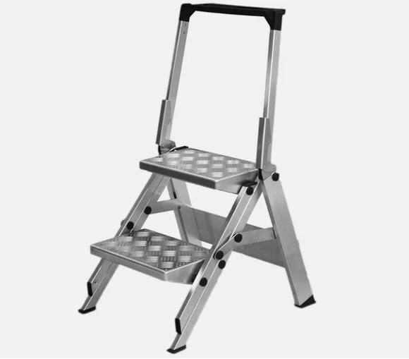 WAKU Little Jumbo 2-Step Folding Step Stool, 47cm Top Step, Stainless Steel Ladders