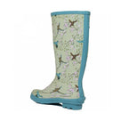 Two Tone Womens Gentle Bird Tall Printed Wellies - White/Blue