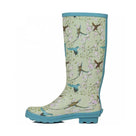 Two Tone Womens Gentle Bird Tall Printed Wellies - White/Blue