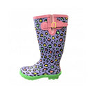 Two Tone Womens Leopard Print Tall Printed Wellies - Purple