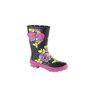 Woodland Womens Black Floral Shortie Wellington Boots