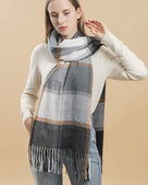 Plaid Fringed Hem Scarf - Multi