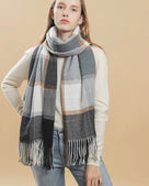 Plaid Fringed Hem Scarf - Multi