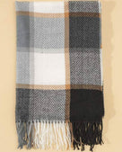 Plaid Fringed Hem Scarf - Multi